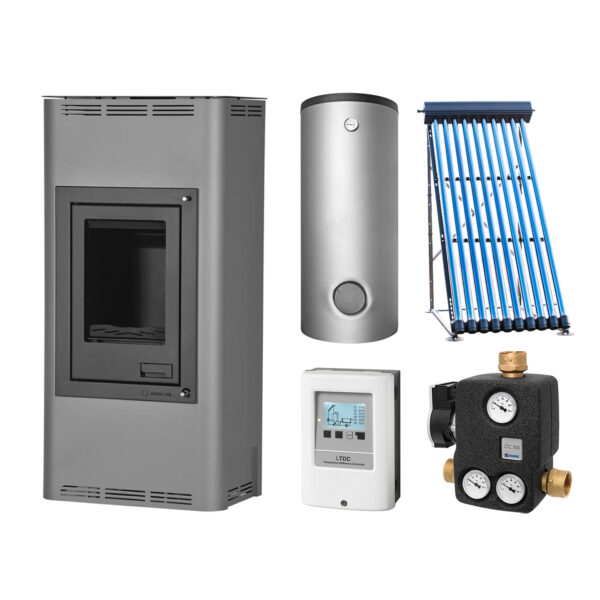 Aquaflam 12 Basic Grey Set + Solarthermie-Set 2 (11 m²) + Pufferspeicher TPSR 600 + SWT
