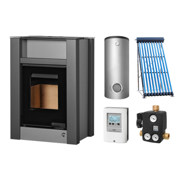 Aquaflam Vario Lend Basic Grey Set + Solarthermie-Set 2 (11 m²) + Kombispeicher THKE 600 + SWT