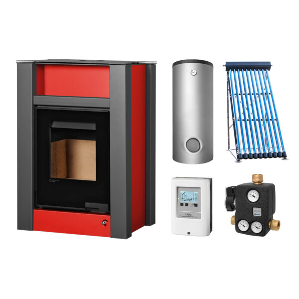 Aquaflam Vario Lend Basic Red Set + Solarthermie-Set 2 (11 m²) + Kombispeicher THKE 600 + SWT