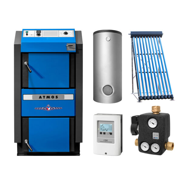 ATMOS DC50 GSE Set + Solarthermie-Set 2 (11 m²) + 2 Pufferspeicher 1000 L + Hygienespeicher 900 L + SWT