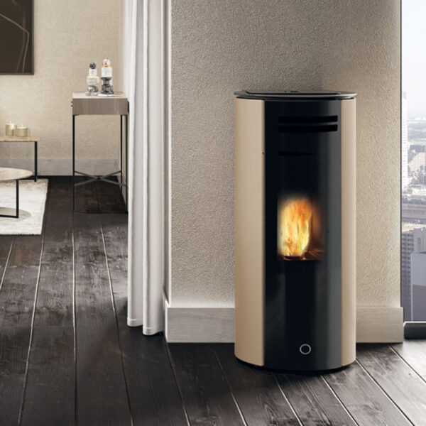 EK63 Spy 110+ Evo Pelletofen Stahl taubengrau RR hinten