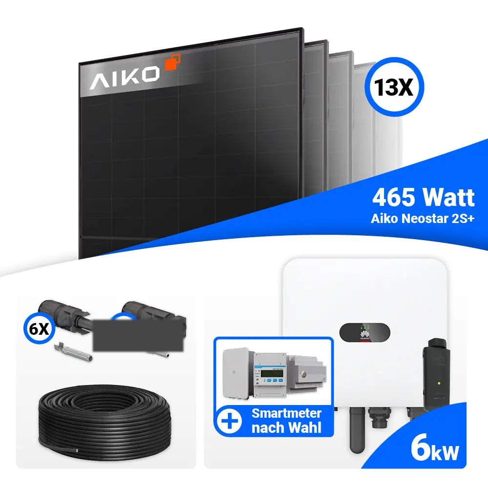PV Komplettset 6 kWp – 13x AIKO 465W & Huawei MAP0 mit Speicheroption