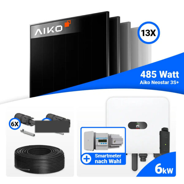 PV Komplettset 6 kWp – 13x AIKO 485W Full Black & Huawei MAP0 mit Speicheroption