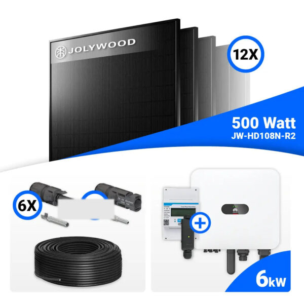 PV Komplettset 6 kWp – 12x Jolywood 500W Full Black & Huawei MAP0 mit Speicheroption