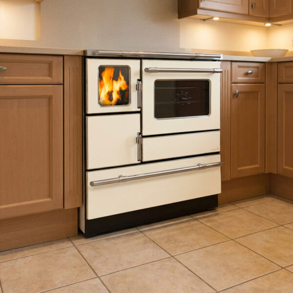 Wamsler K 128 F Küchenofen rechts creme beige mit Stahlplatte